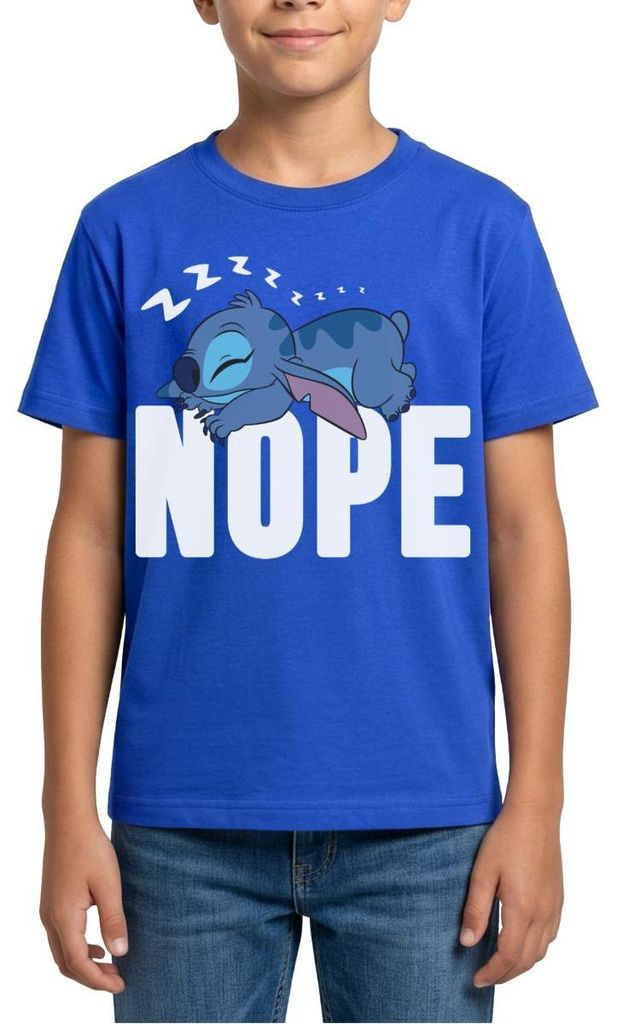 Lilo & Stitch | Schlafender Stitch Nope Teenager T-Shirt, 152/164 (12-14 Jahre), Royalblau