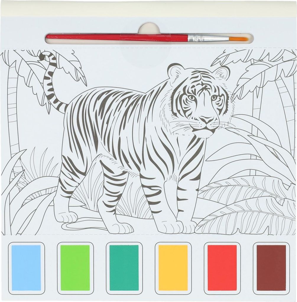 Wins Holland Aquarell-Malblock für Erwachsene – wilde Tiere – inklusive Pinsel und 6 Aquarellfarben