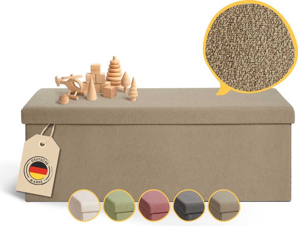 Laleni Sitzbank mit Stauraum geräumig - Truhenbank mit Stauraum 110x38x38 cm - Sitztruhe mit Stauraum - Kinder Sitztruhen Taupe
