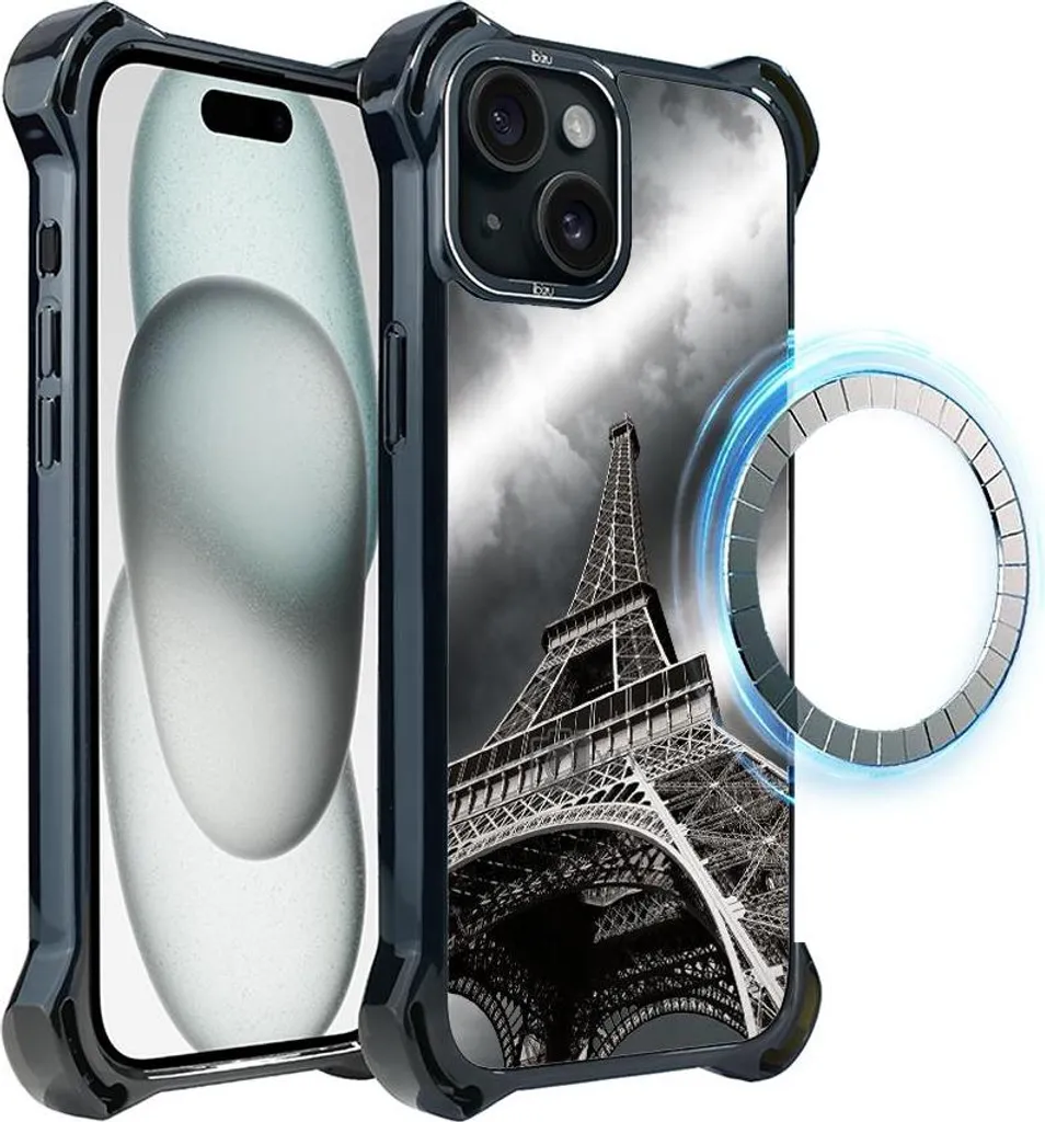 Coque MagSafe iPhone 15 IBIZU DropGuard Ultra Renforcée Tour Eiffel