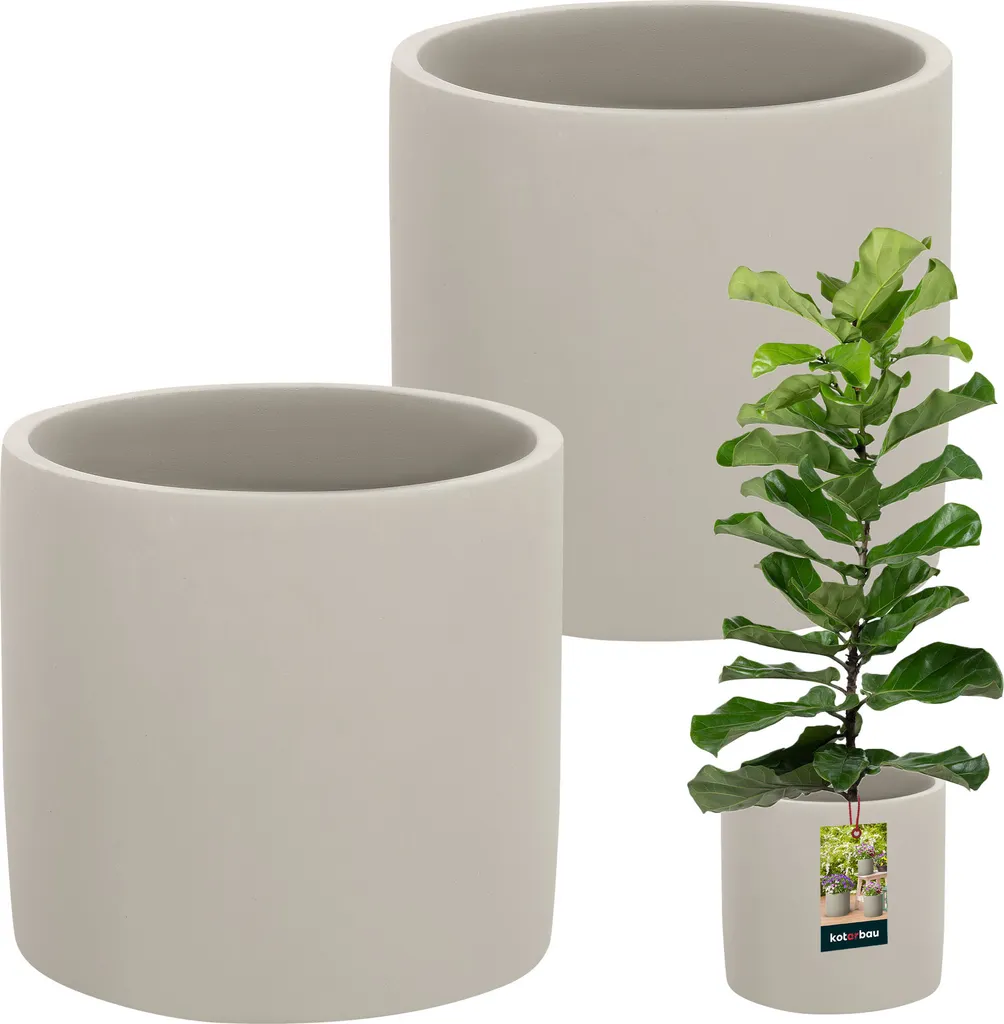 KOTARBAU Lot de 2 Pots de Fleurs Cylindre Ethno en Céramique ⌀ 20 cm