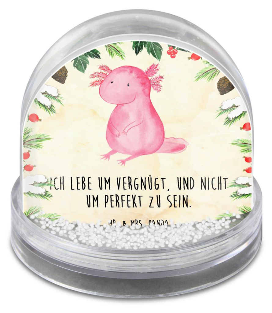 Mr. & Mrs. Panda Schneekugel Weihnachten Axolotl Niedlich - Naturpapier - Geschenk, schnee kugel, Weisheit, Liebe, Zufrieden, Freundin, Lebensweish...
