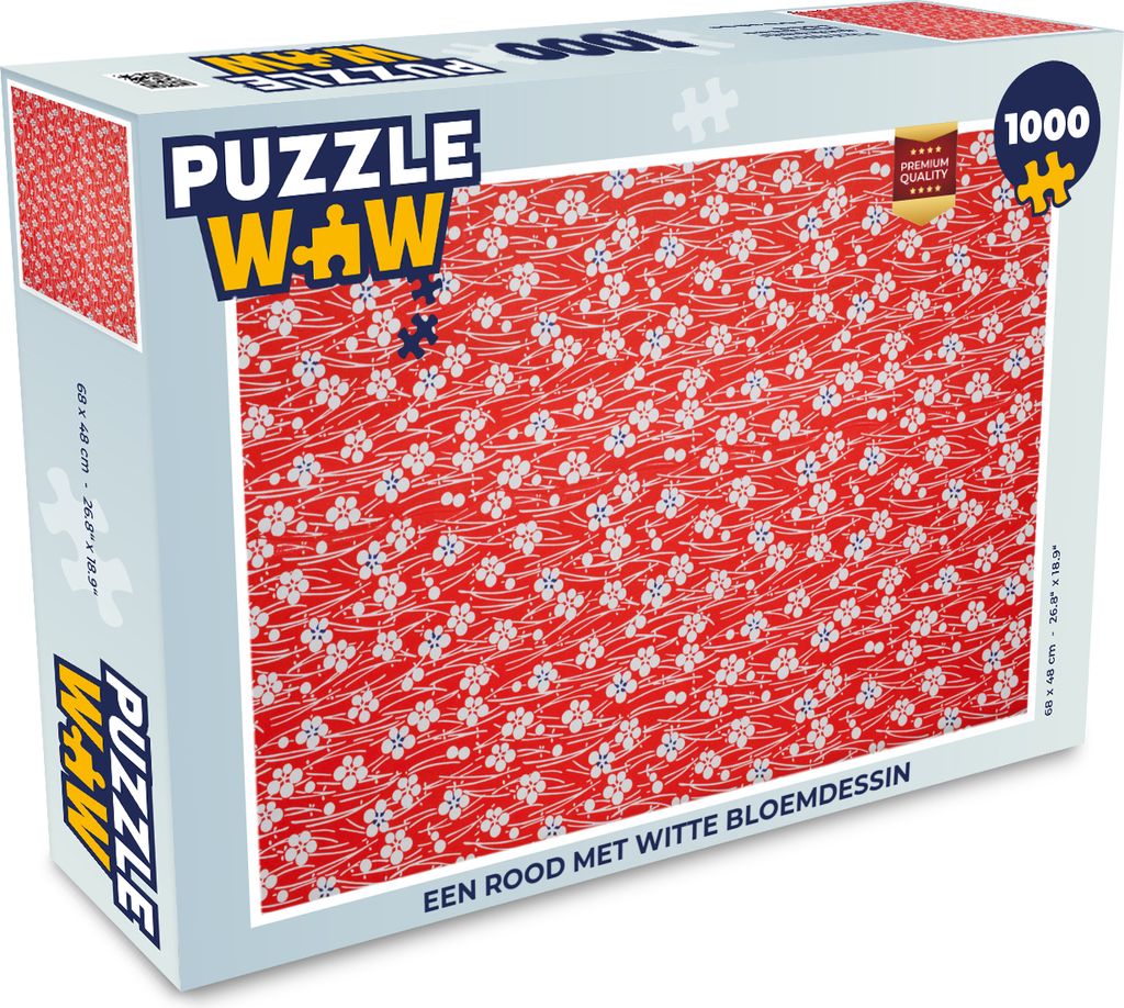 MuchoWow Puzzle 1000 Teile Ein rotes und weißes Blumenmuster - Erwachsene - Rätsel