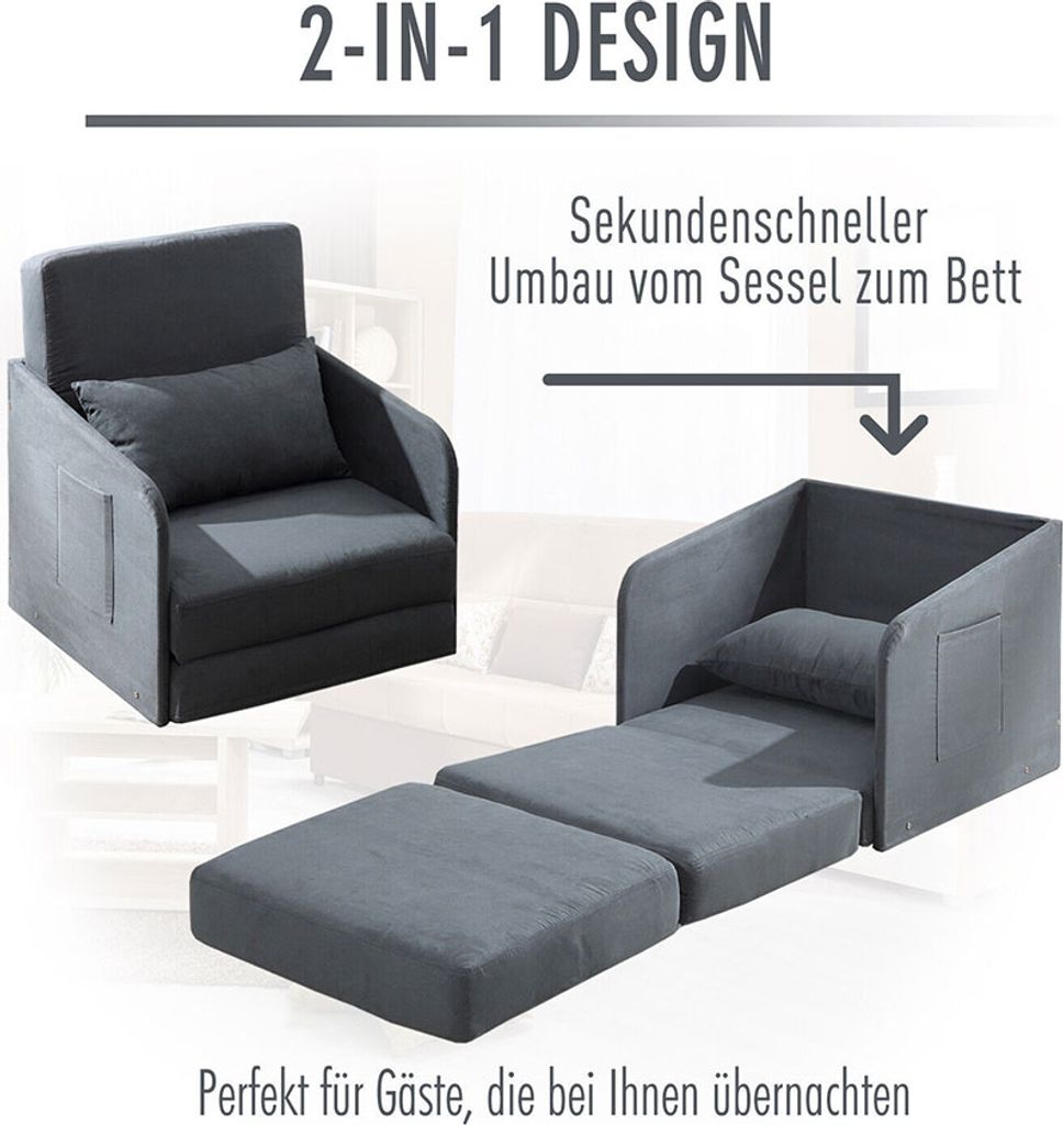 HOMCOM HOMCOM sofa rozkładana pokrowiec zmywalny sofa Zdjęcie produktu 3