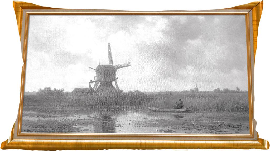 MuchoWow Zierkissen Sofakissen Wohnzimmer Dekokissen 60x40 cm Maler - Kunst - Gold - Rahmen - Kopfkissen - Polster mit Foto