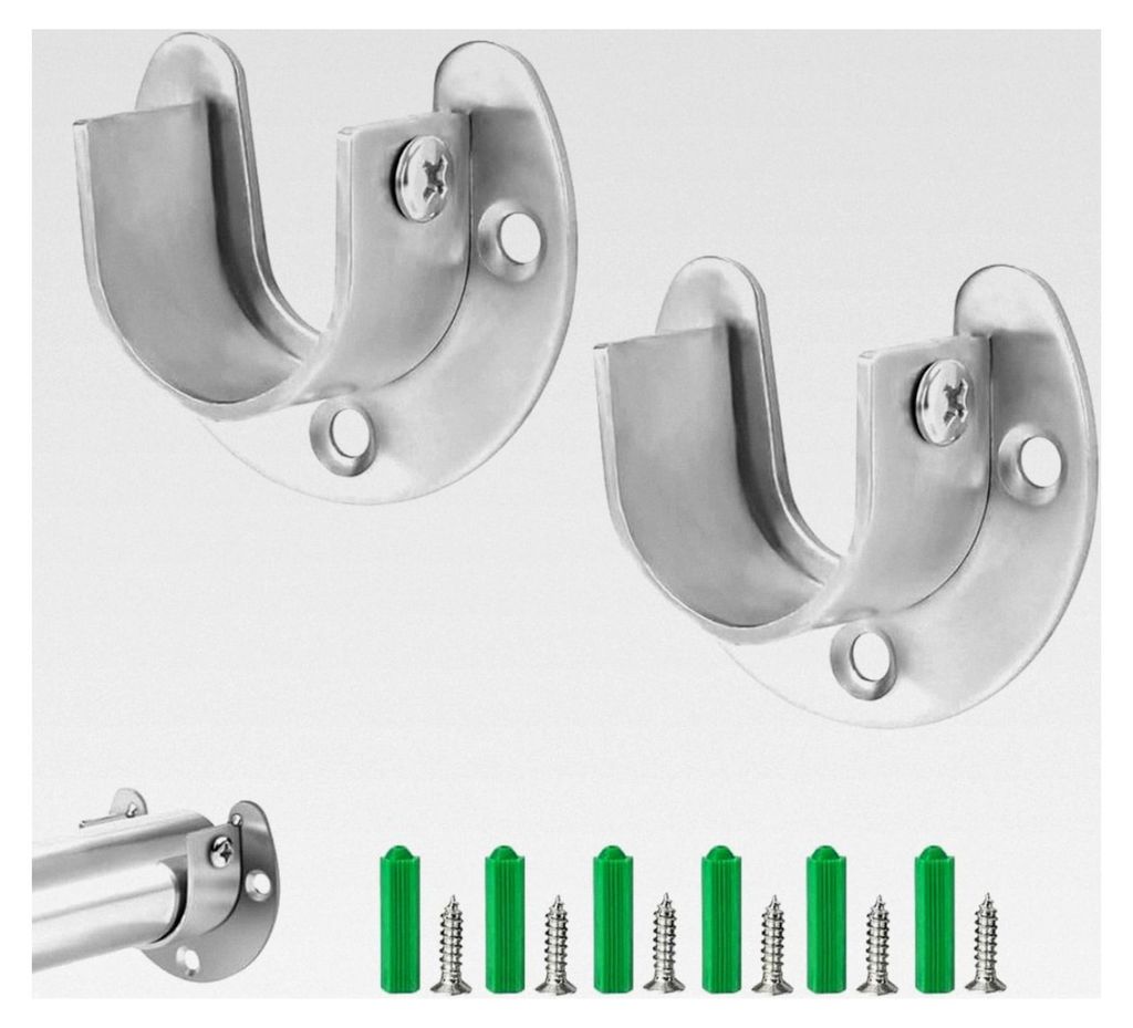 2 Stück Kleiderstangenhalter, oval, aus Edelstahl