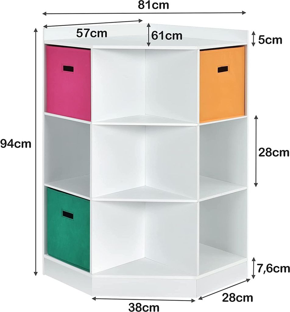 Aufbewahrungsregal Kinder COSTWAY 4-stöckiger Spielzeugschrank - Kinderregal Mit 8 Boxen & 2 Schränken In Weiß (142x100 Cm) Spielzeugschrank Holz
