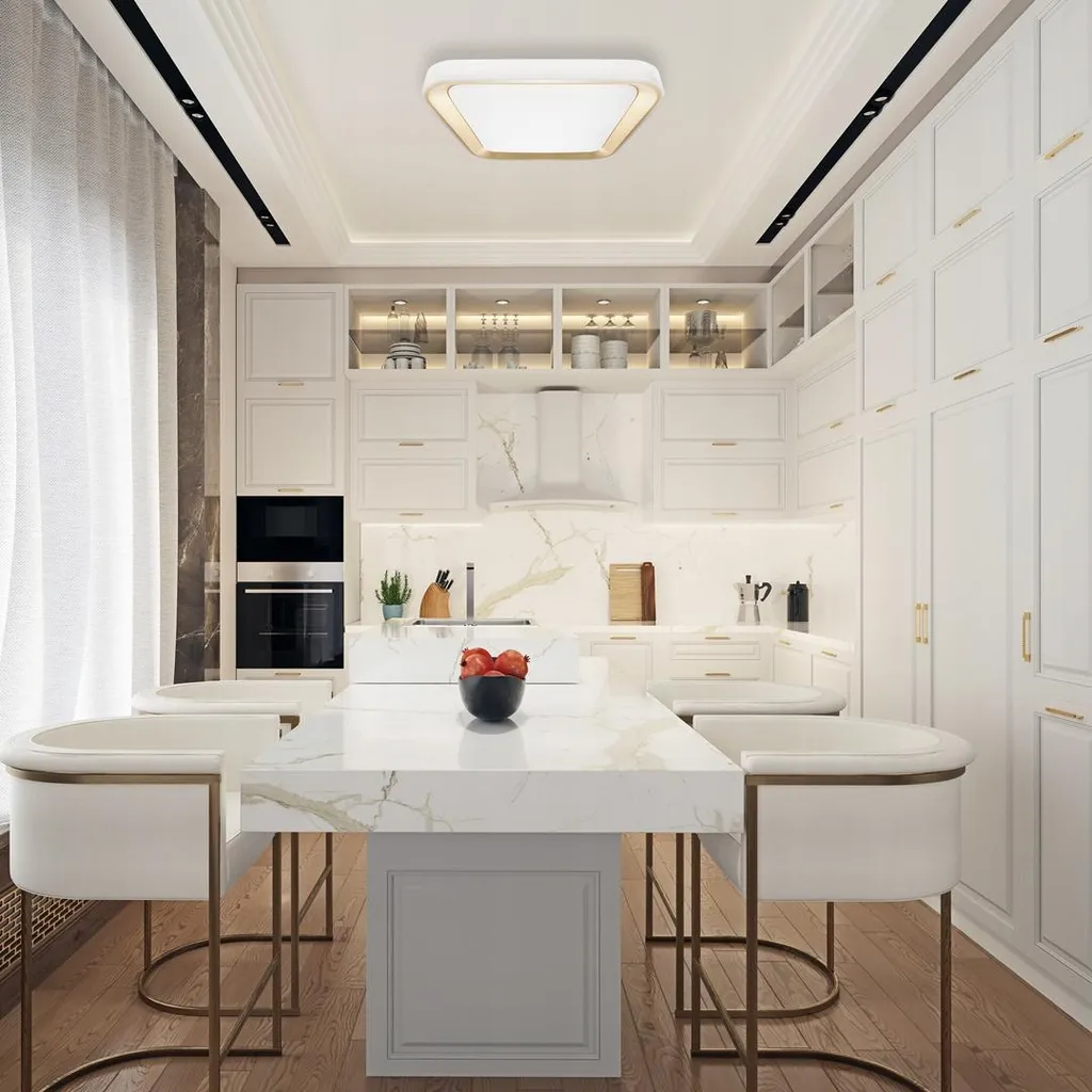Plafonnier LED 66W Doré Élégant et Télécommande à Intensité Variable