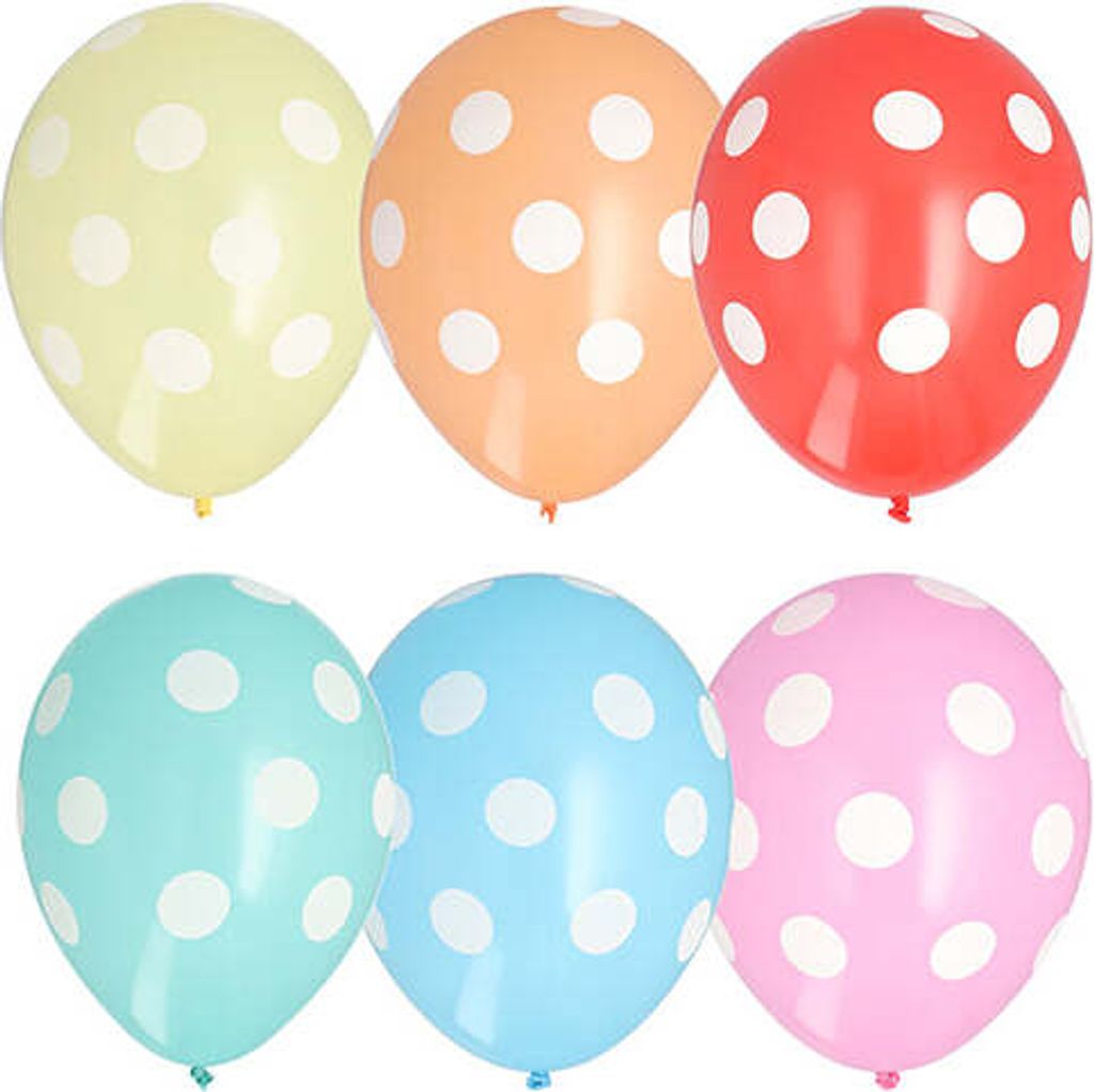 Papstar Luftballons Ø 29 cm farbig sortiert "Dots", 12 x 6 Stück