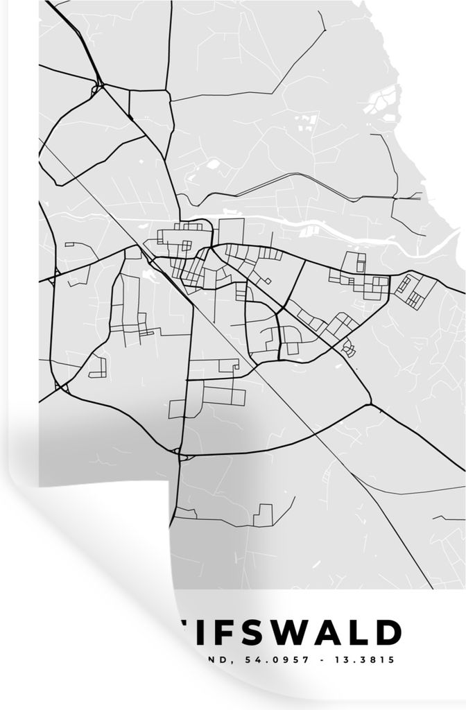 MuchoWow Wandtattoo Wandsticker Wandaufkleber Greifswald - Karte - Stadtplan - Deutschland 20x30 cm Selbstklebend und Repositionierbar - Sticker ...
