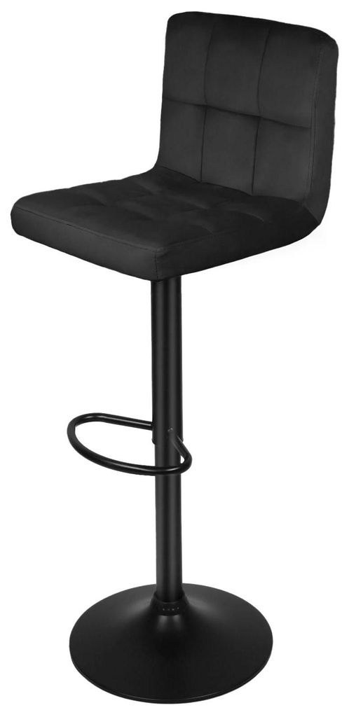 2er Set Barhocker - Höhenverstellbar - Drehbar - Samt, gepolstert - Metallgestell mit Fußstütze - Für Küche & Tresen - Schwarz