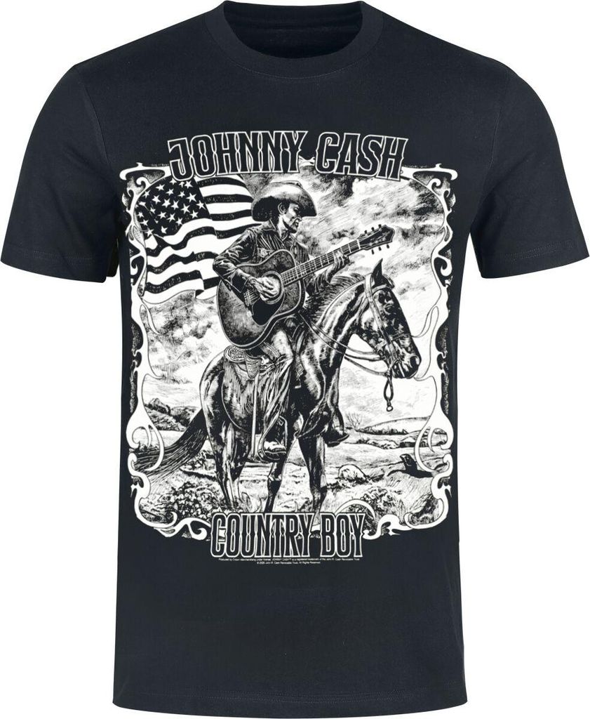 Johnny Cash T-Shirt Herren Country Boy schwarz Band-Merch, Bands 100% Baumwolle M