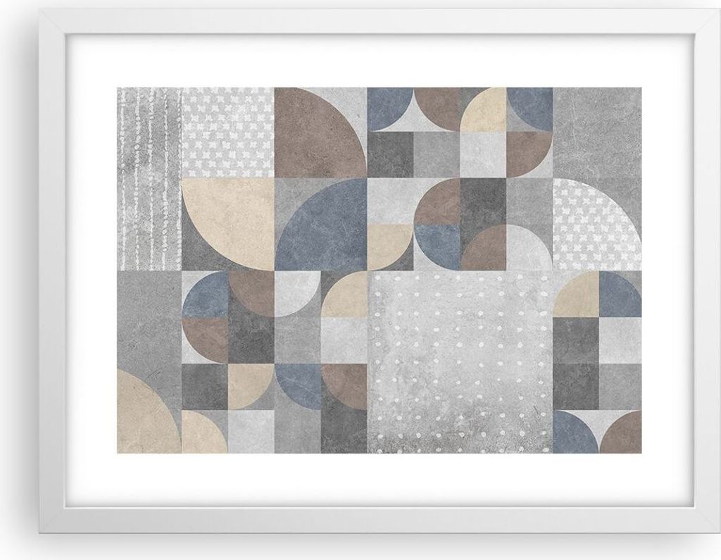 Gerahmtes Poster - Weißer Rahmen - Geometrie Kunst Stein - 40x30 cm - Wand Bild - Wanddeko - Wandbilder - Kunstposter - Wandposter - Bilderrahmen ...