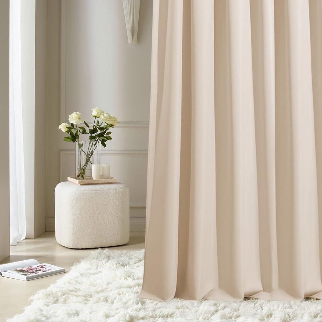 ROOM99 Vorhang mit Kräuselband Aura 140 x 300 cm Creme, 1 Produktbild 