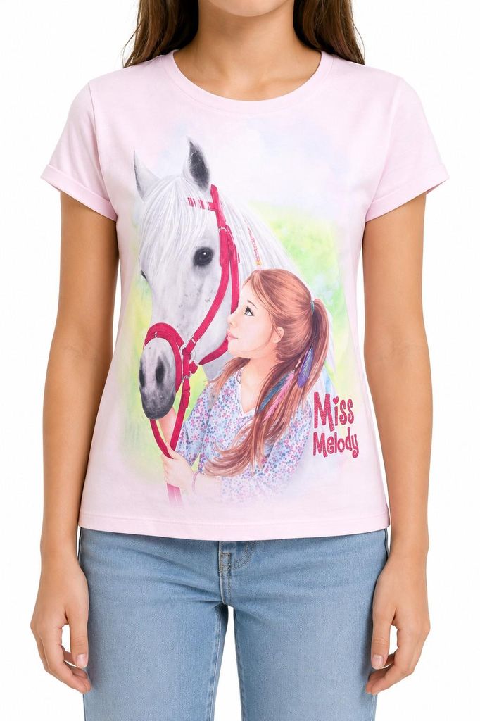 84050 Miss Melody Mädchen Shirt Rosa, Gr. 104 – süßes Shirt für kleine Pferdefans