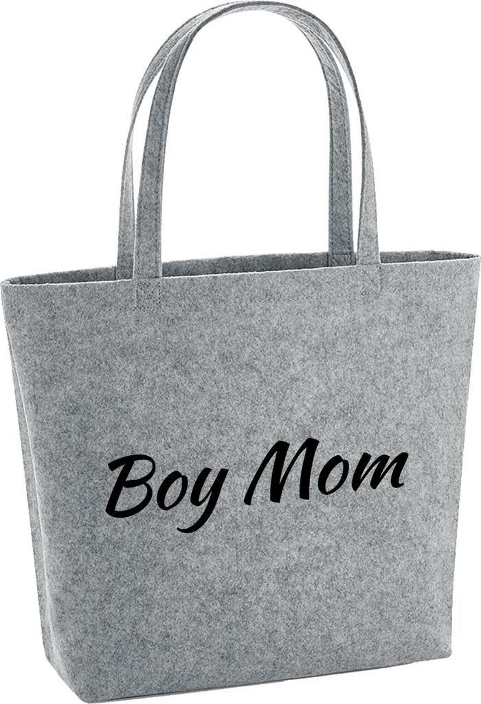 Huuraa Filzshopper Boy Mom Schriftzug 22 Liter Grey Melange Filztasche Geschenkidee