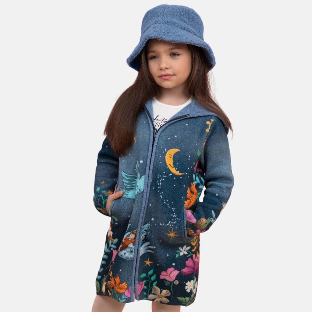 Belmil Dreams Strickjacke lang Cardigan Knit Pullover Kapuzenpullover mit Reißverschluss Kinder mädchen, Größe: 139