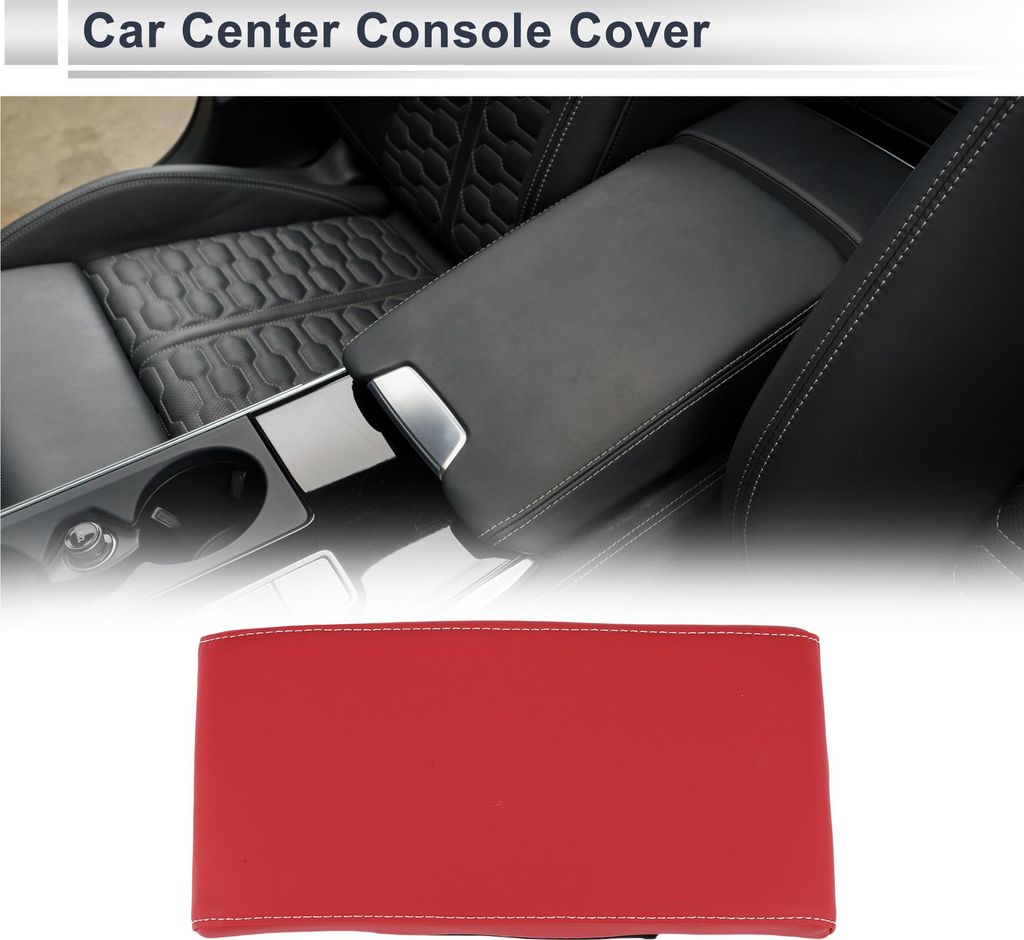 Auto Mittelkonsole Abdeckung Mittelkonsole Kissen 12.6"x6.3"x1.97" Dunkelrot Nappa Leder Memory Schaum