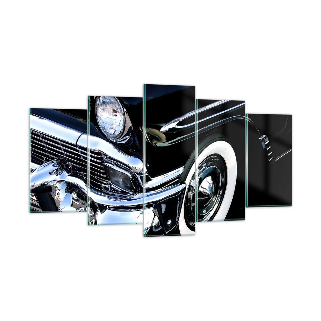 Bilder auf glas - Auto Chrom Kuba - 160x85cm - Glasbilder - Wandbilder - Kunstdruck - zum Aufhängen bereit - Wanddekoration aus Glas - Glas Bilder...