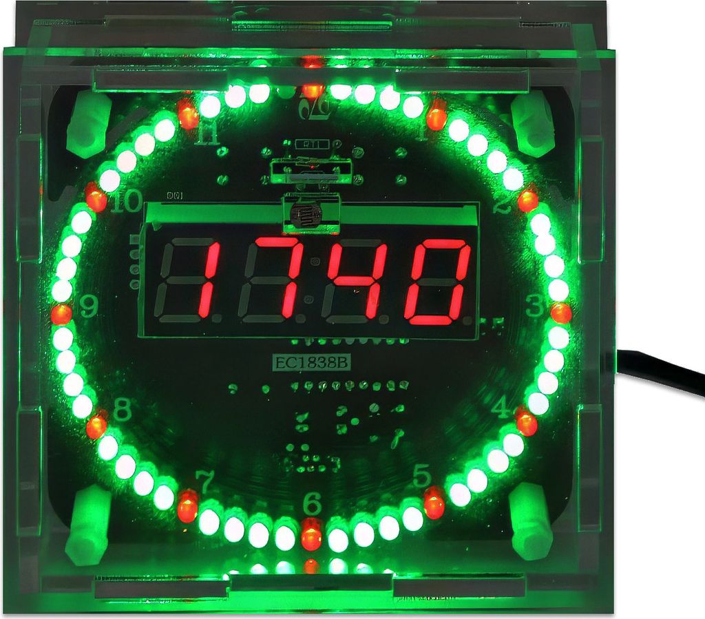 Bausatz Rotation LED Uhr DS1302 mit Gehäuse Produktbild 