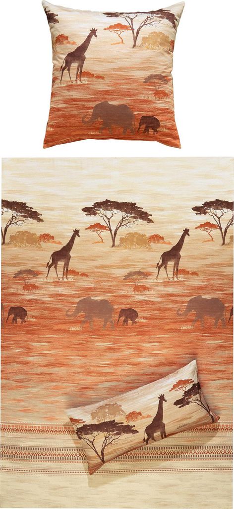 Erwin Müller Bettwäsche braun-beige 1x 135x200 cm + 1x 80x80 cm