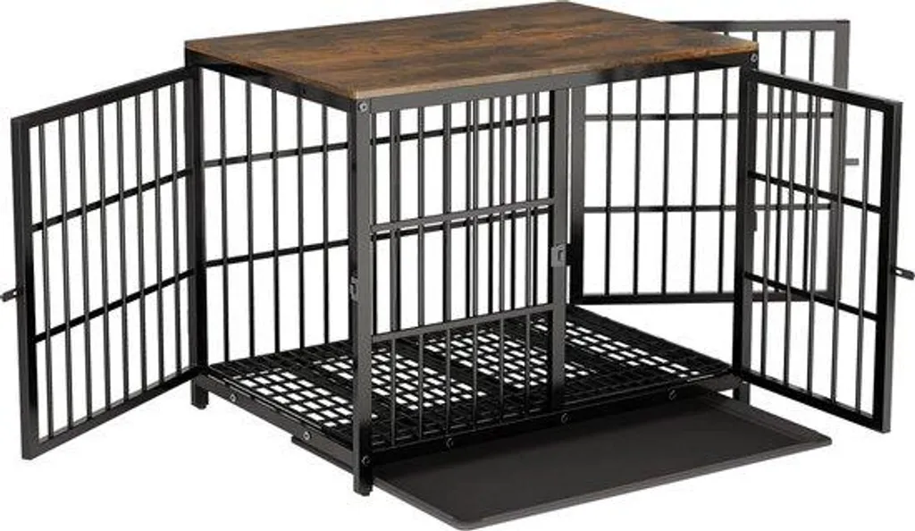 Banc pour chien bois noir L avec cadre renforcé et finition artisanale chic