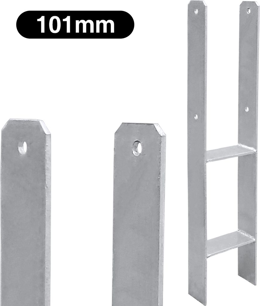 Hengda 8x Pfostenträger Pfostenanker H-Pfostenanker Einbetonieren Pfostenträger Pfostenhalter 81-141mm 600MM