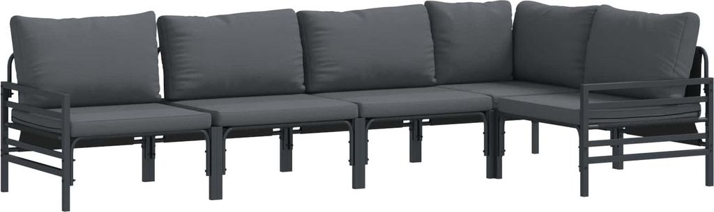Gartensofa-set mit Kissen 5 pcs Schwarz Stahl