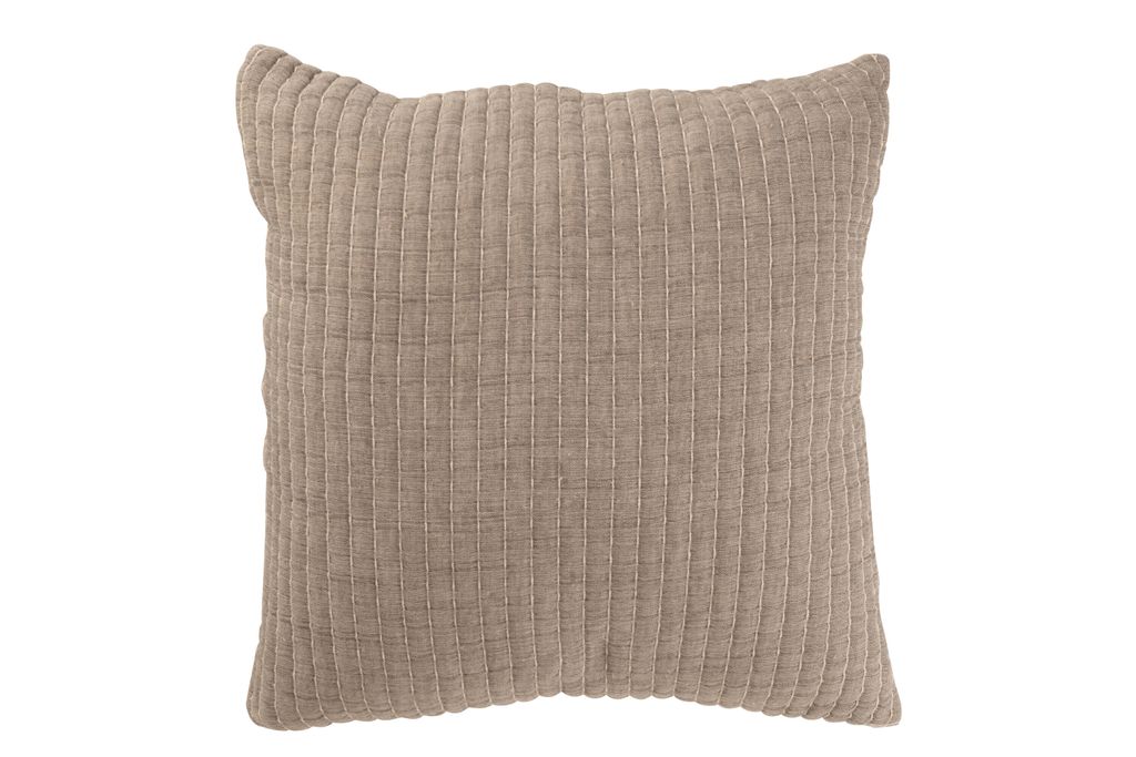 J-Line - Kissen Streifensteppung Baumwolle/Polyester Grau - 45x45x12cm
