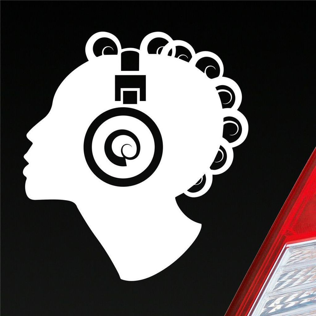 Auto Aufkleber Djane Musik DJ Music 10x11 cm Weiss Matt Sticker Heckscheibenaufkleber