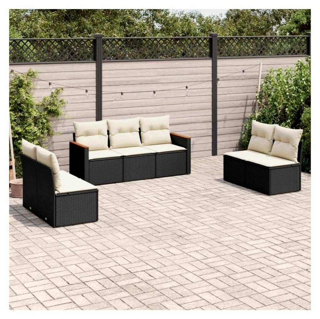 Gartenlounge aus Rattan mit Stauraum, Loungemöbel Set für den Außenbereich