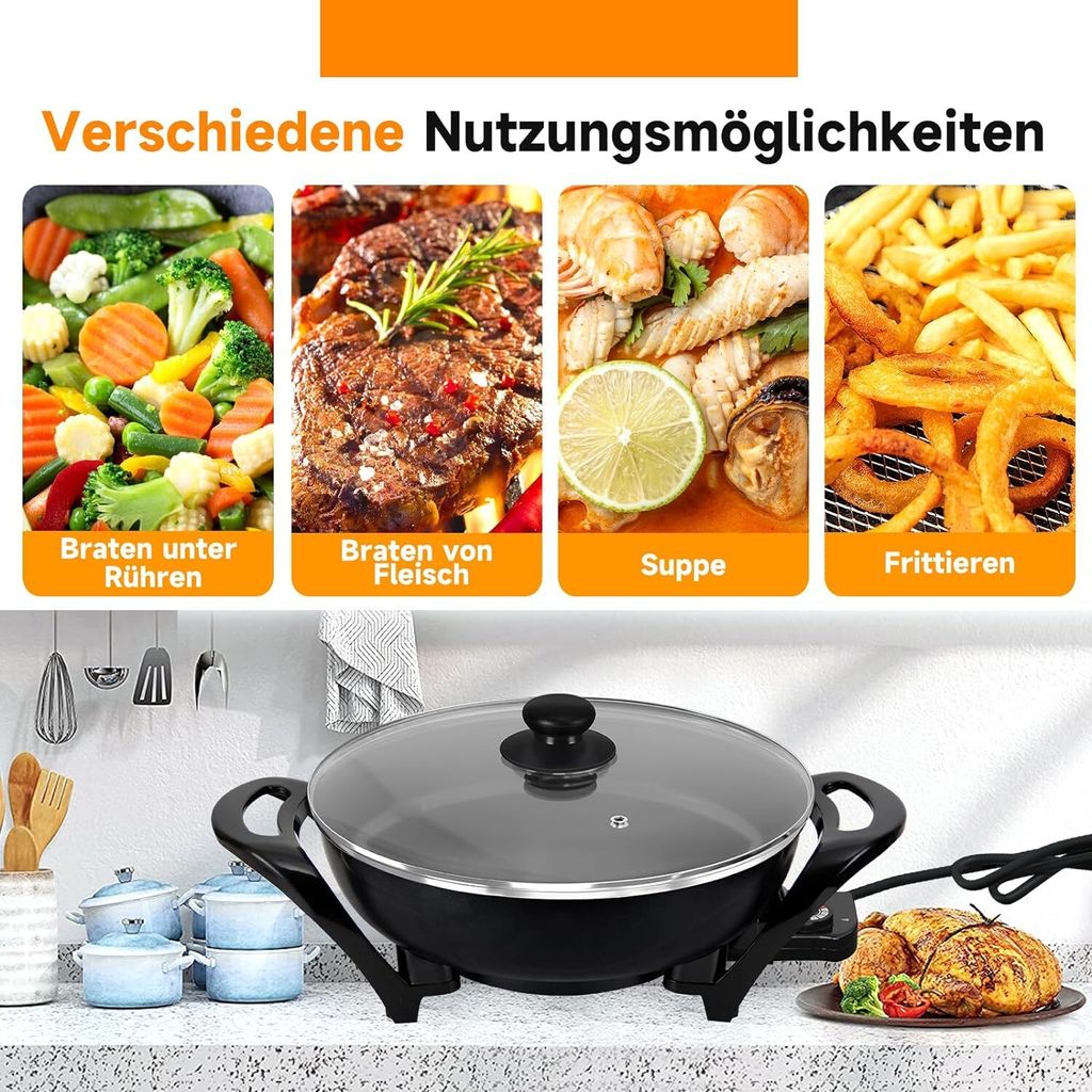 Elektrische pfanne Scheffler Elektropfanne mit deckel, Produktbild 5