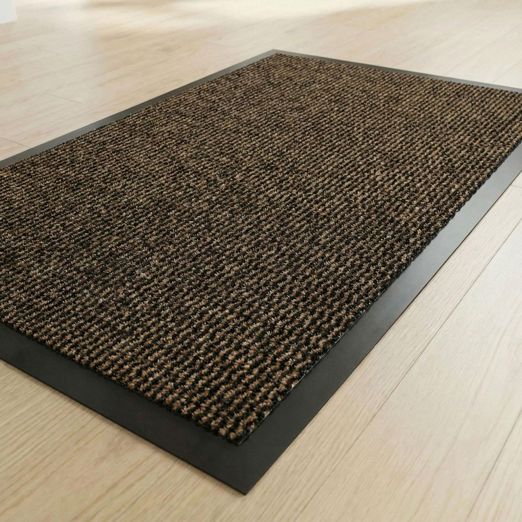 HELLSER Fußmatte – Schmutzfangmatte für außen & innen, rutschfest & flach (90 x 150 cm) Schwarz-Braun