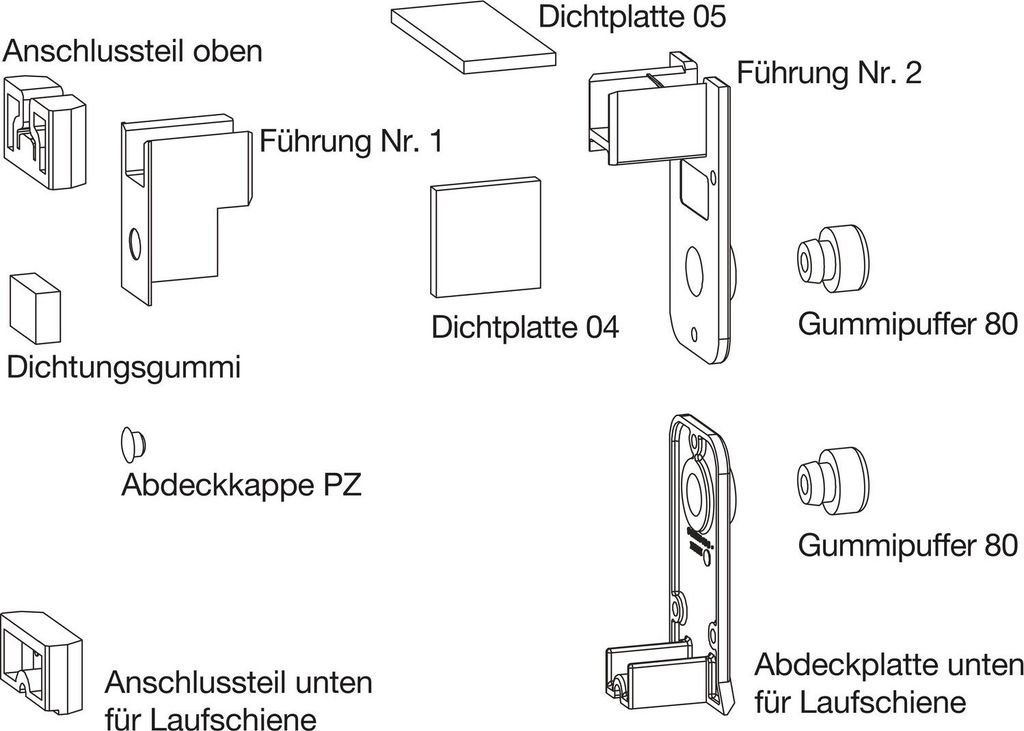 GU HS Zubehör-Beutel Führungsschiene P1786 Laufschiene Höhe Produktbild 