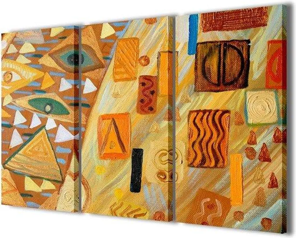 Tableau triptyque abstrait moderne châssis bois 90x60cm pour le salon