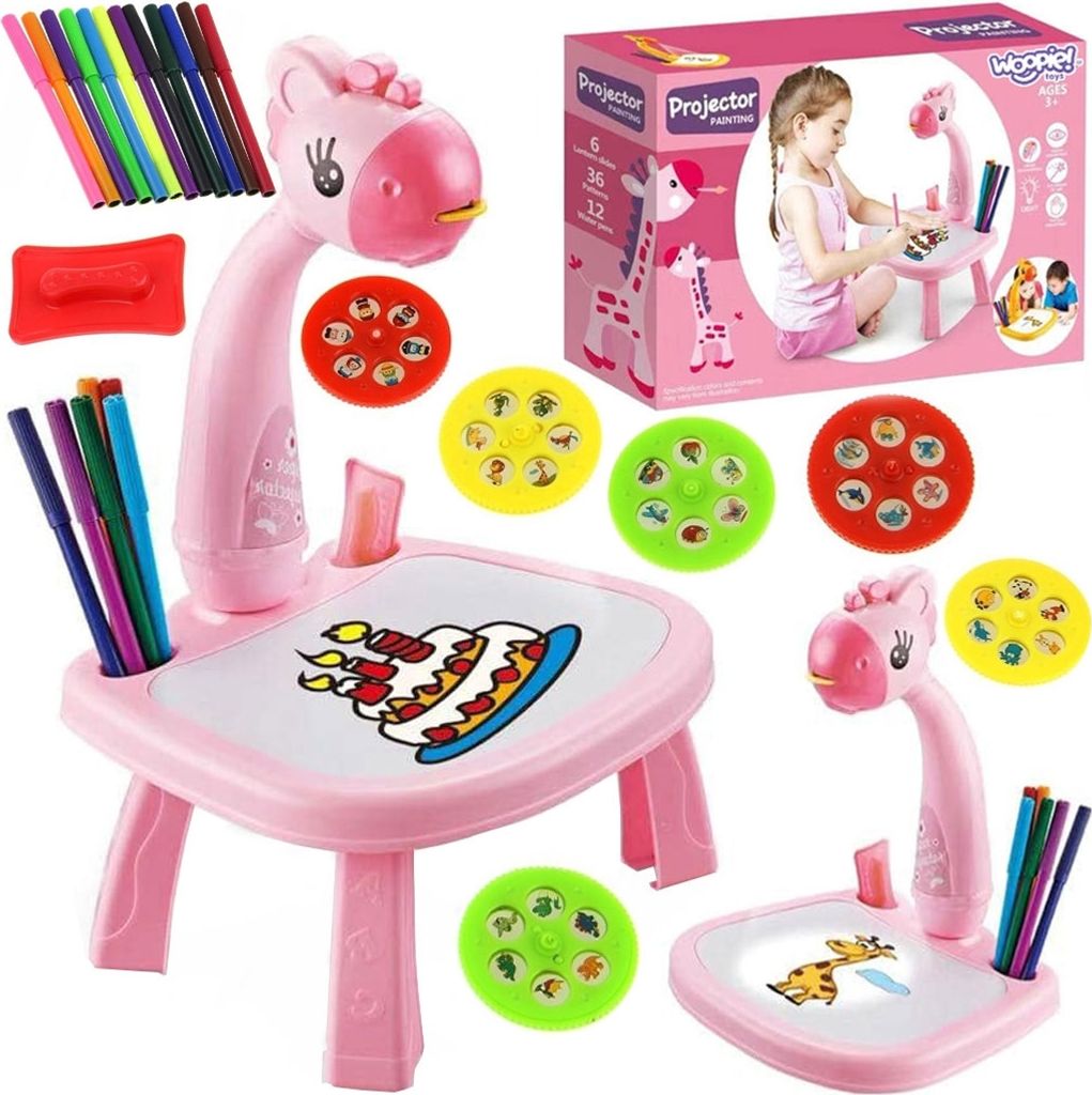 WOOPIE Rosa Giraffe Projektor Zeichentafel + Marker Produktbild 