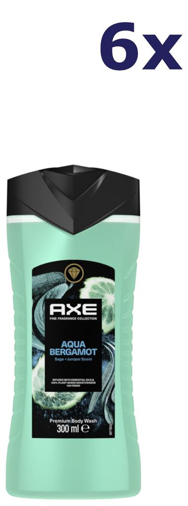 6x Axe Showergel Aqua Bergamot 300 ML Produktbild 