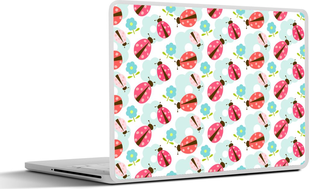 MuchoWow Laptop Aufkleber Sticker Cover Mädchen - Marienkäfer - Blumen - Muster - Mädchen - Kinder - Kinder 31x22.5 cm - Laptop-Deko