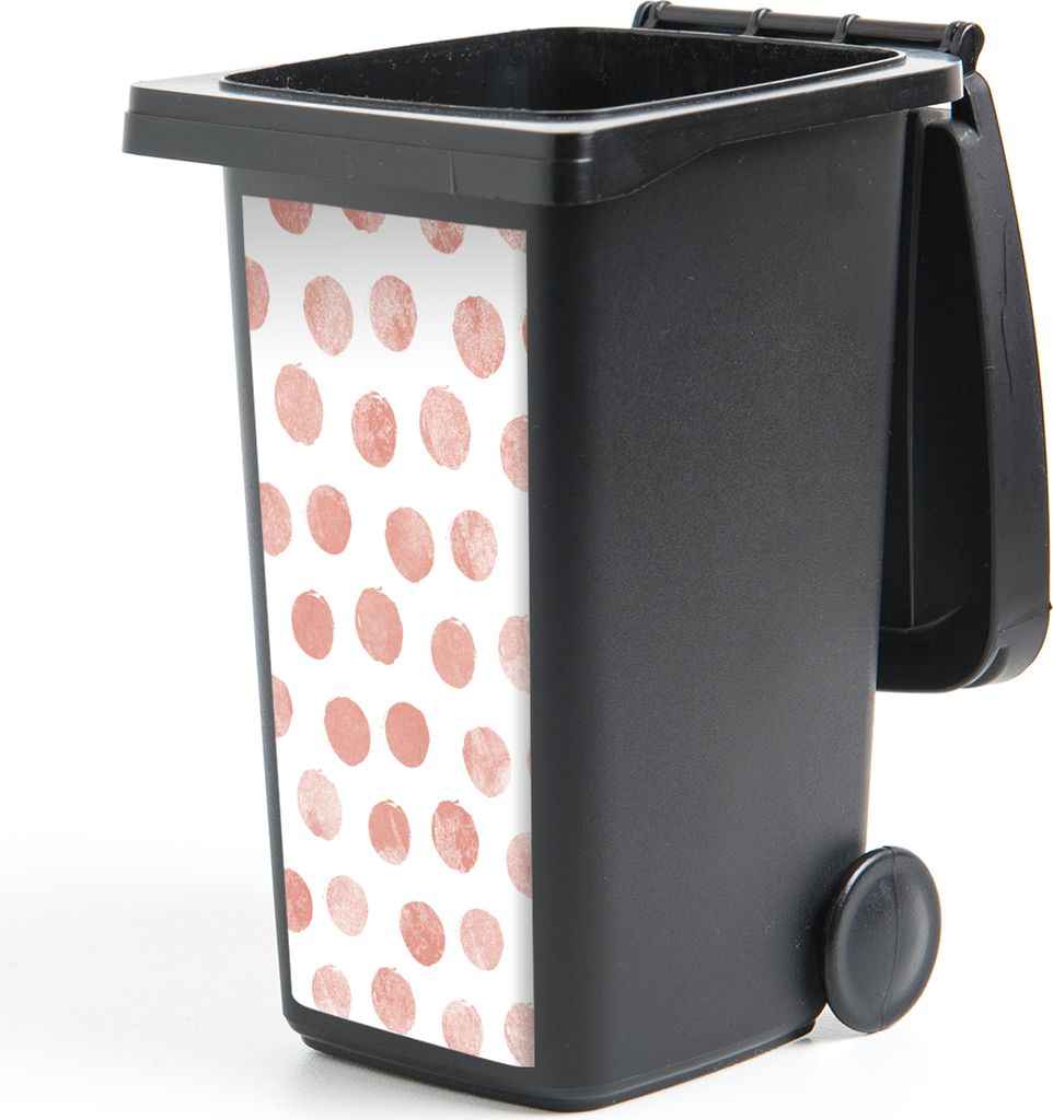 MuchoWow Mülltonnenaufkleber Polka dots - Rosa - Weiß 44x98 cm - Containeraufkleber - Aufkleber - Mülltonnen-Aufkleber