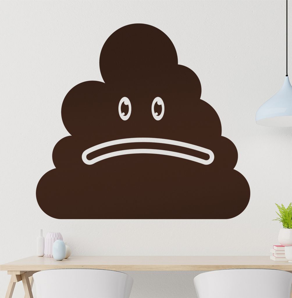 KIWISTAR Trauriger Poo Wandtattoo in 6 Größen - Wandaufkleber Wall Sticker - Dekoration, Küche, Wohnzimmer, Schlafzimmer, Badezimmer