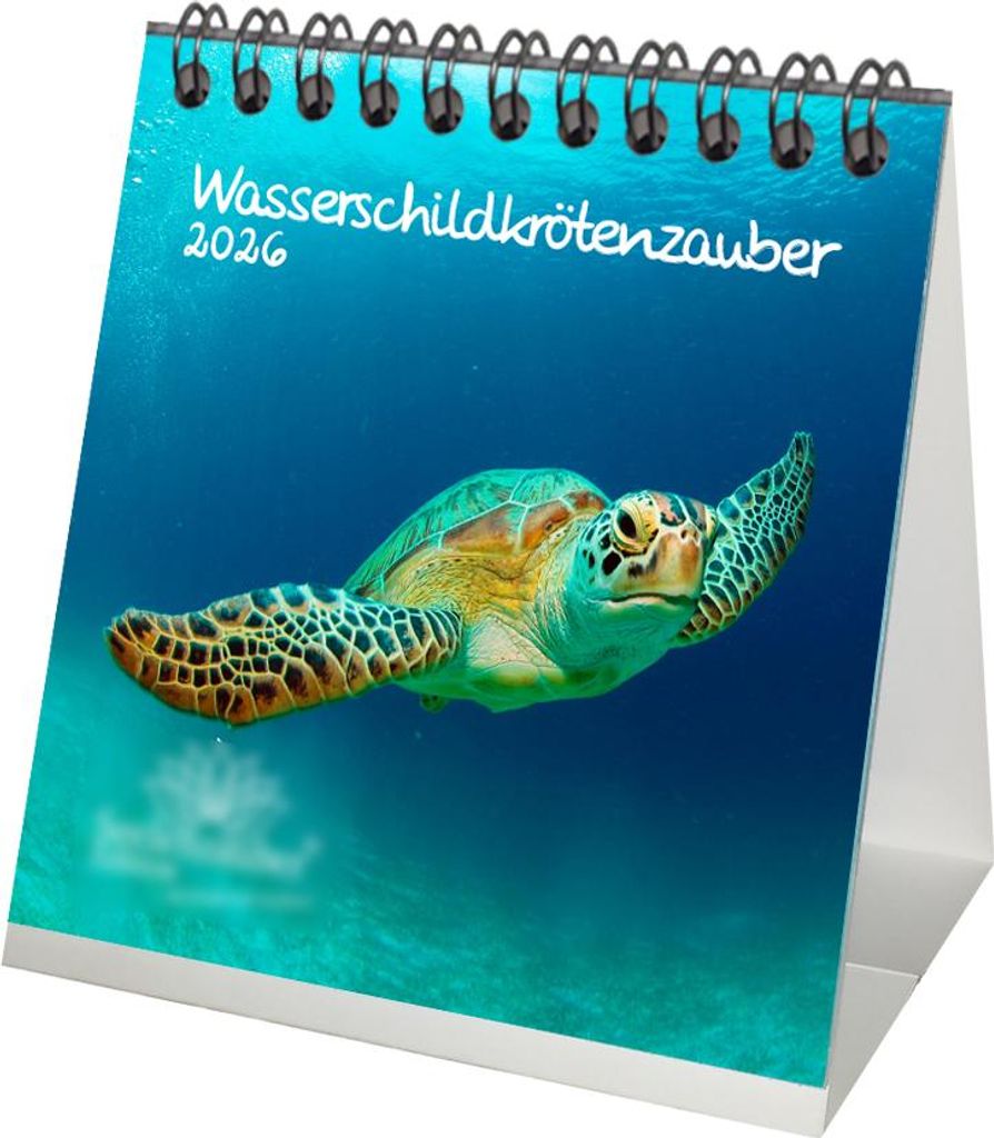 Wasserschildkrötenzauber Tischkalender 10cm x 10cm für 2026 Schildkröten - Set-Inhalt: 1x Kalender 1x Weihnachtsanhänger 1x Grußanhänger (ges...