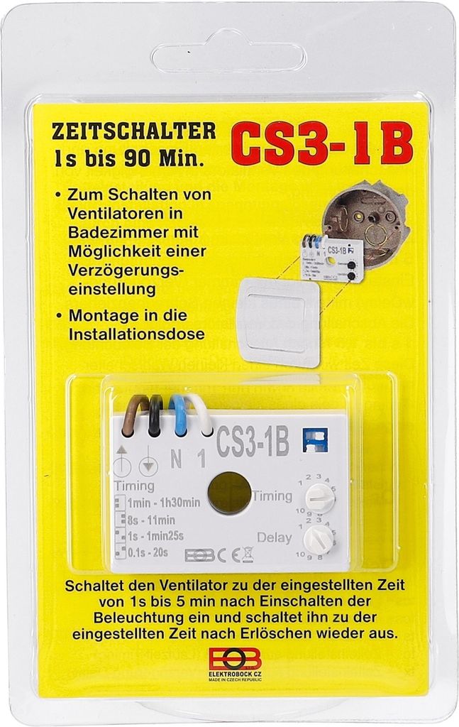 easyPART passend für CS3-1B EUROPART Elektrobock CS31B externes Nachlaufrelais Nachlaufzeit Timer Verzögerung Zeitschalter 1 Sek - 90 Min Steueru...