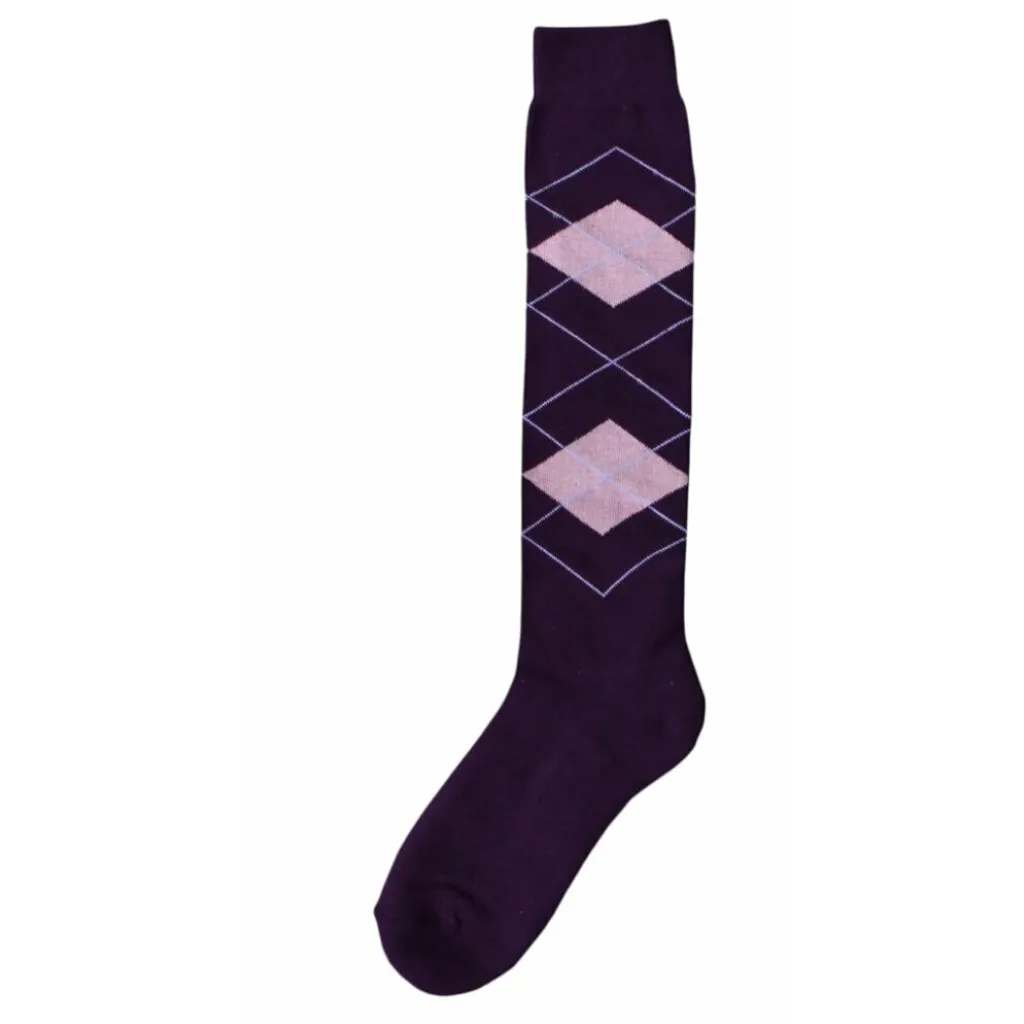 Calzino RE a scacchi viola/rosa 43-46