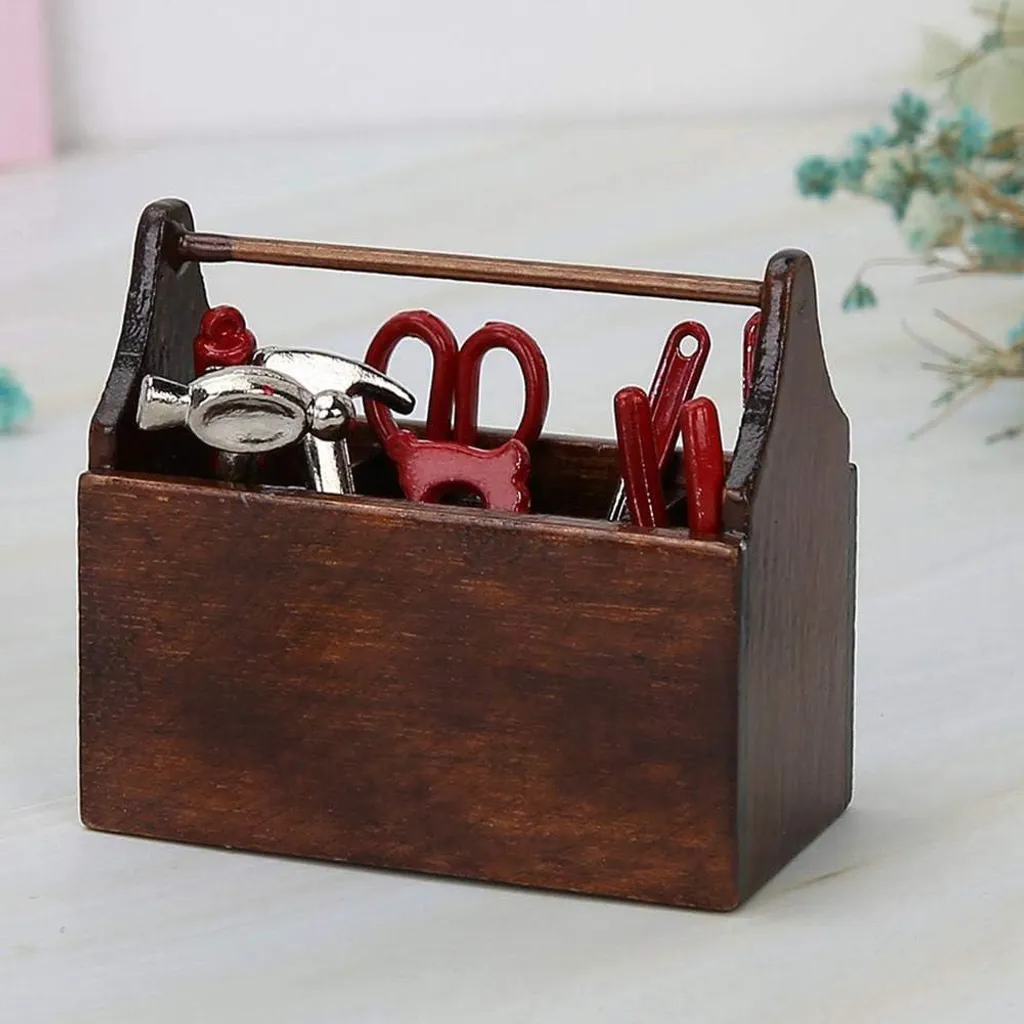Accessoire maison de poupée : Boîte à outils miniature modèle simulation