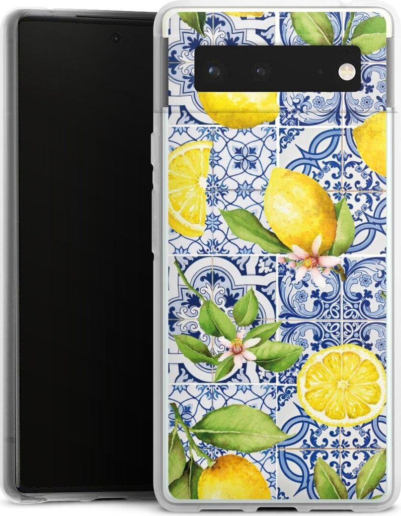 DeinDesign Handyhülle für Google Pixel 6 Silikon Hülle Case Smartphone Schutzhülle Griechenland Muster Zitrone