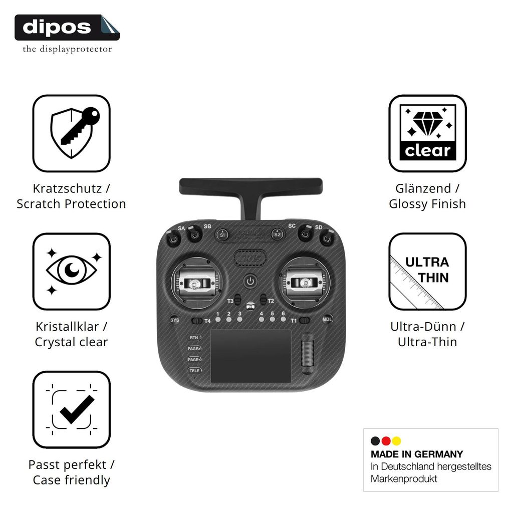 2x Schutzfolie für Radiomaster TX15 Max klar Displayschutzfolie Folie Display Schutz dipos