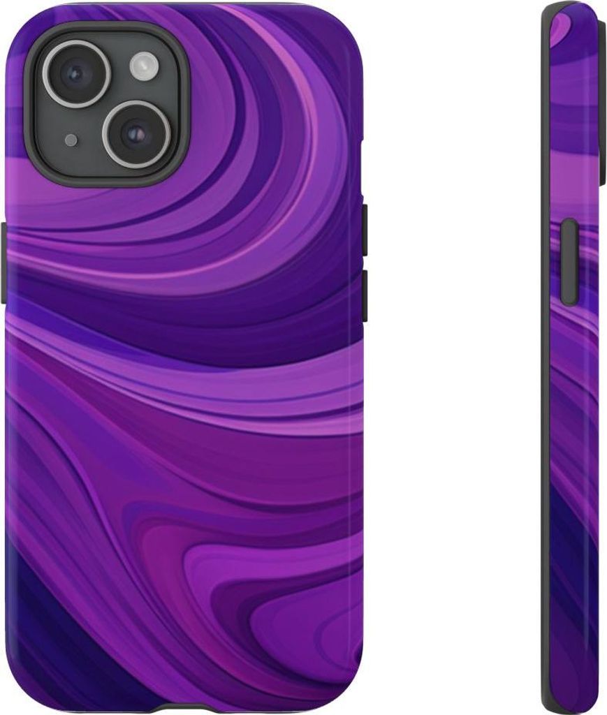 Abstraktes Wellenmuster in Violett – Hülle Kompatibel mit iPhone 15