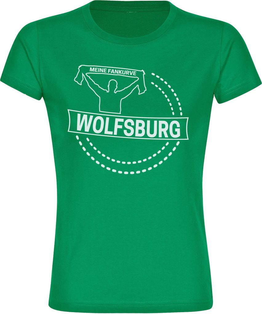 multifanshop Damen T-Shirt - Wolfsburg - Meine Fankurve, grün, Größe XL