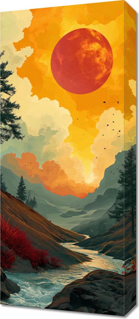 Bild 30x70cm Wilde Fluss bei Dämmerung