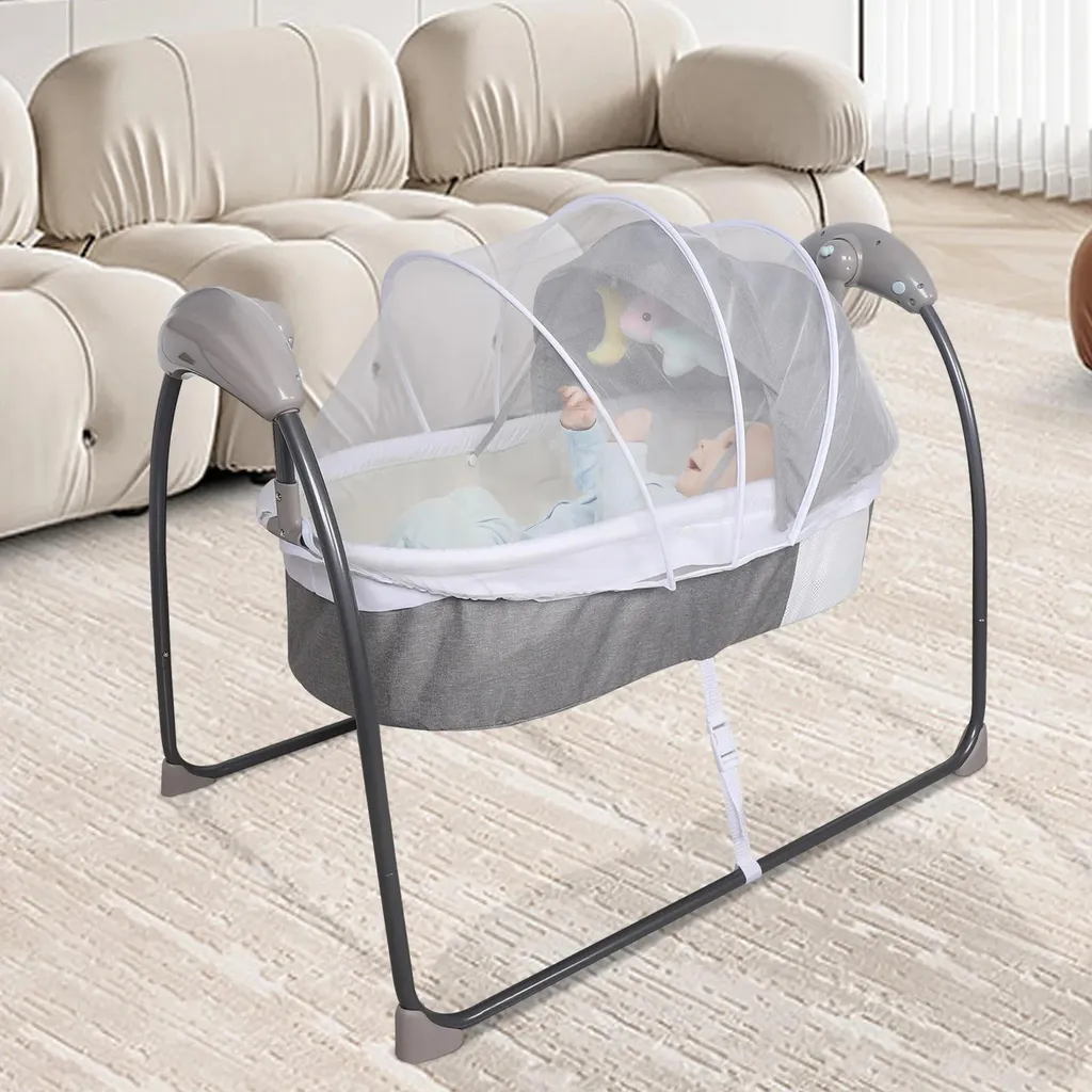 Transat électrique bébé pour faciliter le sommeil avec télécommande gris
